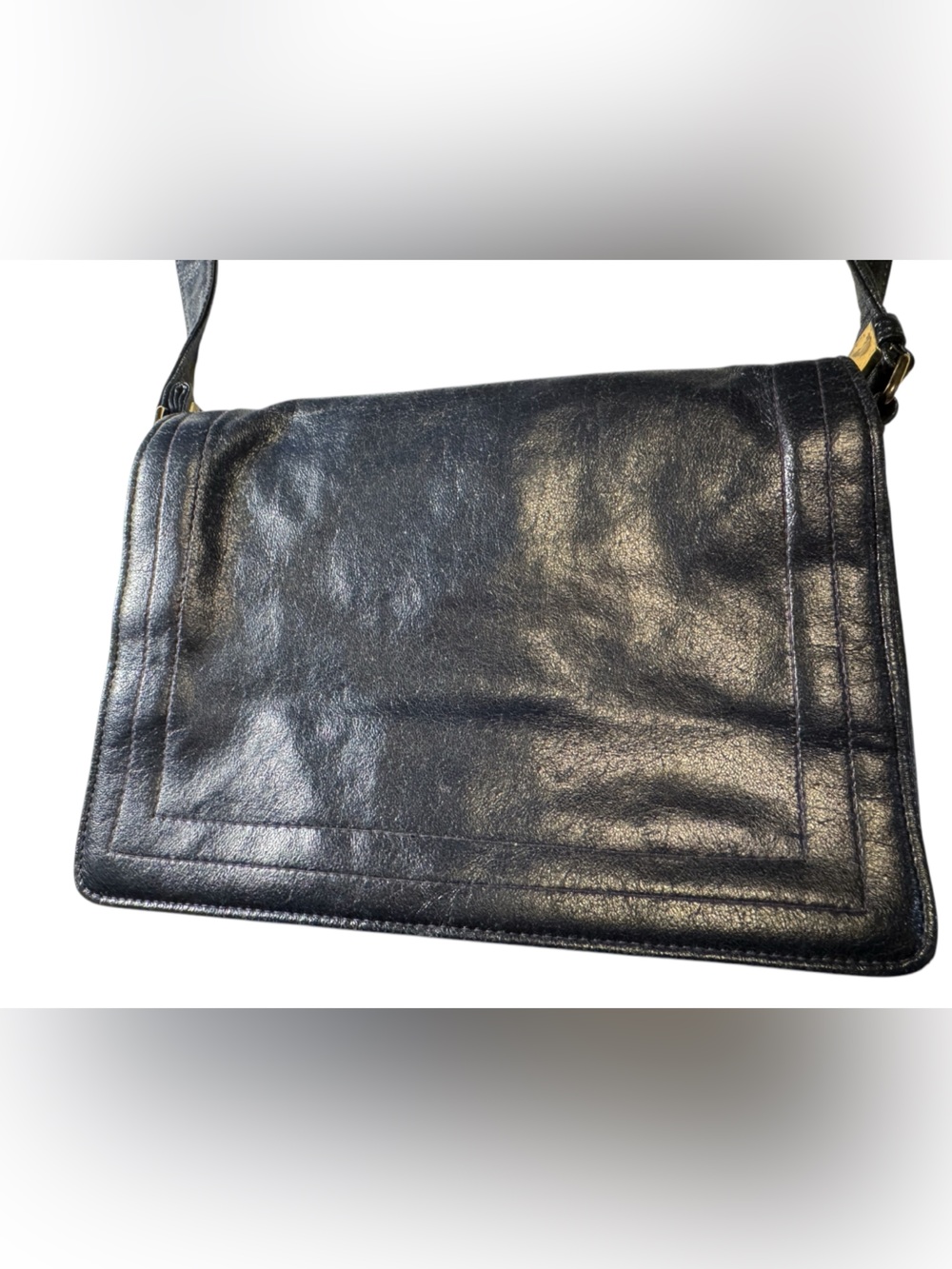 Vintage Dark Navy Blue Markay USA Leather Shoulder Bag Purse MINTY RARE - Picture 3 of 12